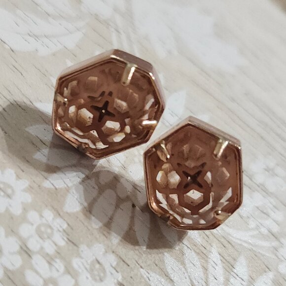 Kendra Scott Jewelry - Kendra Scott Iridescent Peach Taylor Rose Gold Stud Earrings